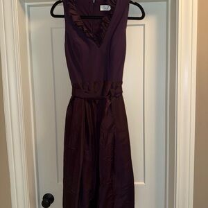 Eliza J Purple Ruffled Tie Front Midi Dress